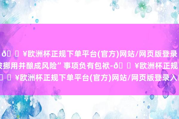 🔥欧洲杯正规下单平台(官方)网站/网页版登录入口/手机版信贷资金被挪用并酿成风险”事项负有包袱-🔥欧洲杯正规下单平台(官方)网站/网页版登录入口/手机版